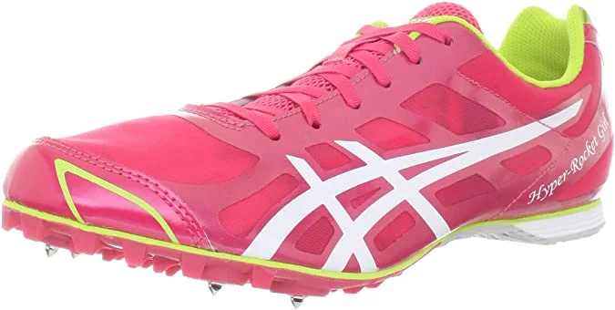 Tennis shoes with the best energy return for speed-New ASICS Women's Hyper Rocket Girl 6 Running Shoe, Pink/White/Lime,9.5 M US