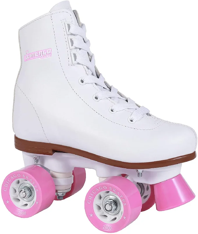 Tennis shoes for fast sprints on the court-New Chicago Girls Size 4 Rink Roller Skate Youth Quad Skates White/Pink