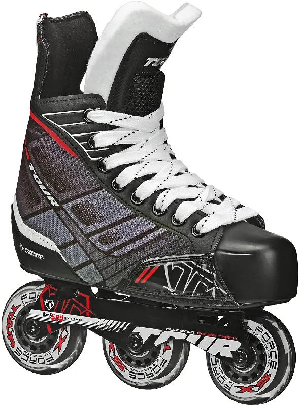 Tennis shoes with padded collar and tongue for comfort-New TOUR Hockey FB-225 Junior Inline Hockey Skates Black/White/Red Size 12J