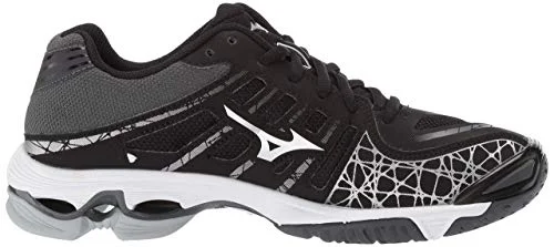 Tennis shoes for wide feet-New Mizuno Women 7.5 Wave Voltage Indoor Court Volleyball Shoe Black/Silver/Black