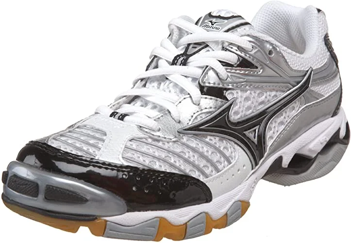 Best tennis shoes for flat feet-New Mizuno Wave Lightning 6 Womens Volleyball Shoes Black/Silver Size 11 430130