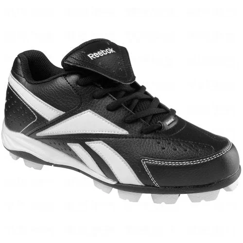 Tennis shoes for high-impact landings-New Reebok Youth 10.5 Prospect Low Mrt Molded Cleats Black/White