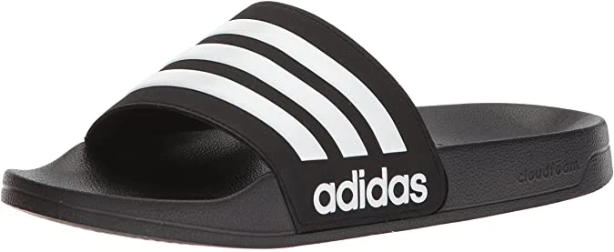 Tennis shoes with maximum traction for clay courts-New Adidas Men's Adilette Shower Slides, Black/White/Black, 5 M US