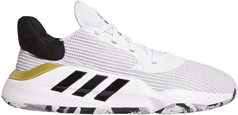 Tennis shoes for indoor and outdoor use-New Adidas Pro Bounce 2019 Low Men's Basketball White/Core Black/Gold 14.5