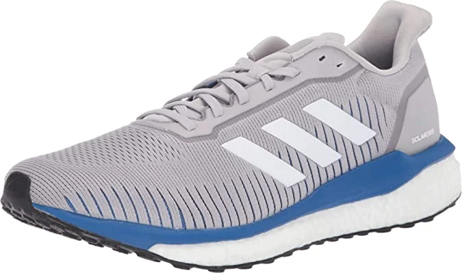 Tennis shoes with great toe protection-New Adidas Men's Running Solar Drive 19 Grey Two/Footwear White/Blue/Grey 9.5