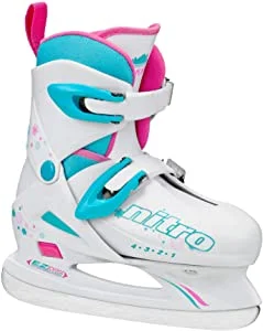 Tennis shoes for comfortable fit and reduced pressure-New, Other Lake Placid Girl Nitro 8.8 Adjustable Figure Ice Skate White/Blue/Pink