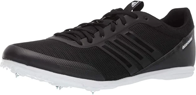 Tennis shoes with padded collar and tongue for comfort-New adidas Men's Distancestar Track Shoe Size 7.5 Black/White