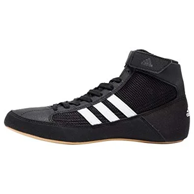 Best tennis shoes for players with heel pain-New Adidas Q33839 HVC K Youth Wrestling Shoes Size 5 Black/White