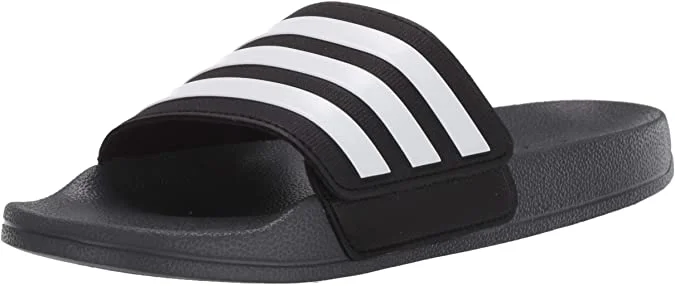 Affordable tennis shoes for beginners-New Adidas Boys' Adilette Shower Adj K Slide Sandal, Grey, 6 M US Big Kid