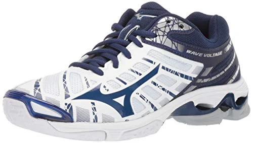 Lightweight tennis shoes for speed-New Mizuno Women 10.5 Wave Voltage Indoor Court Volleyball Shoe Navy/White/Silvr