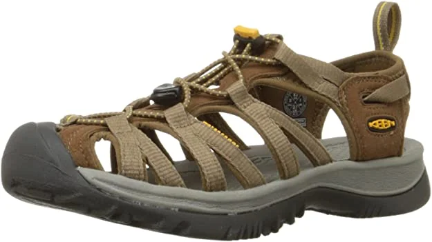 Comfortable tennis shoes for long hours-New KEEN Womens Whisper Sandal,Coffee Liqueur/Yellow, 7 US 1003713 shoe