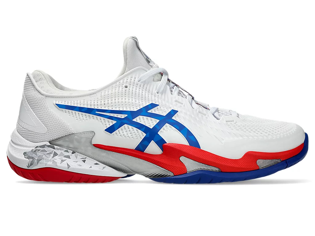 Tennis shoes for improving footwork-Asics Men's COURT FF 3 NOVAK  (White/ASICS Blue)