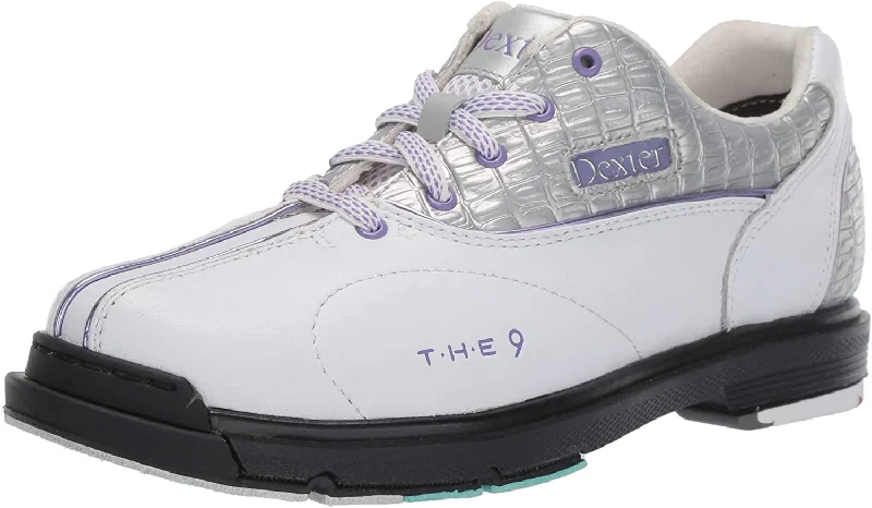 Tennis shoes with reinforced upper for support-New Dexter Bowling - Womens - T.H.E 9 White/Silver/Lilac Size 8 Bowling Shoe