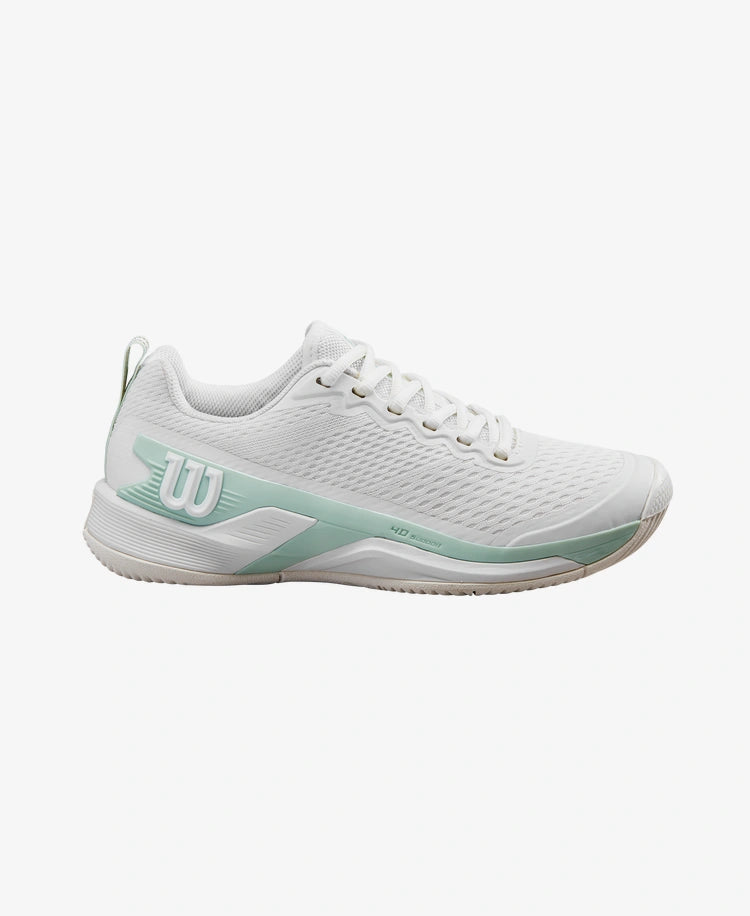 Best tennis shoes for tennis players with high arches-Wilson Women's Rush Pro 4.5 (White/Surf Spray)