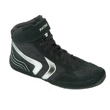 Tennis shoes with a non-slip sole design-New Matman SO50 Striker in Black/Silver Wrestling Shoes Adult 10