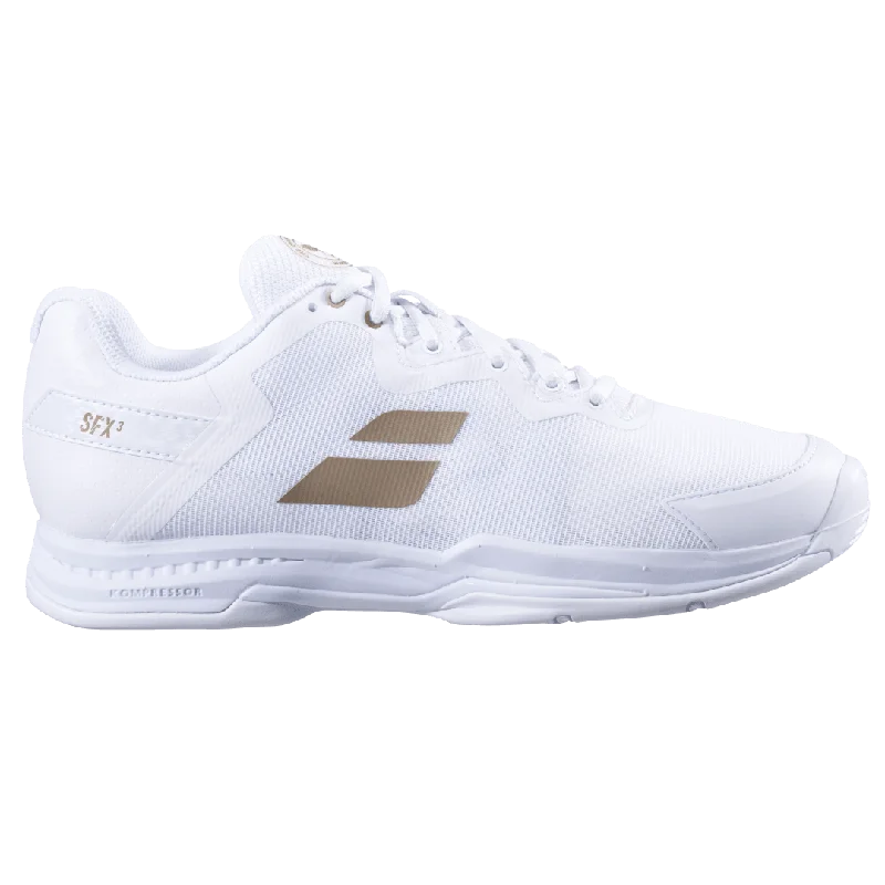 Tennis shoes for quick cuts and lateral movements-Babolat Women's SFX 3 Wimbledon(White/Gold)