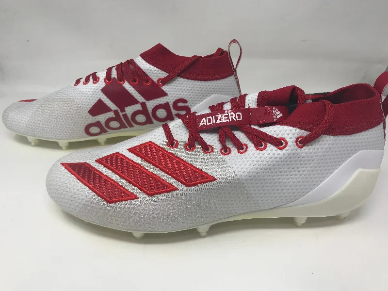 Tennis shoes for hard surface durability and performance-New adidas Men's Adizero 8.0 Football Shoe Size 12 White/Red