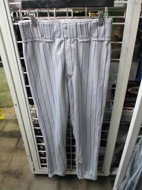 Baseball pants with slim fit cut-Used Rawlings Blue Striped Grey Elastic Bottom Pants Adult Size 32 - 30