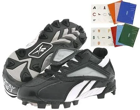 Tennis shoes with durable outsole material-New Reebok Big Kid Jr 5.5 Vero Trade Low Baseball Cleat Black/White