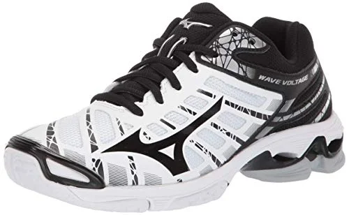 Comfortable tennis shoes for long matches-New Mizuno Women 7.5 Wave Voltage Indoor Court Volleyball Shoe Black/White/Silvr