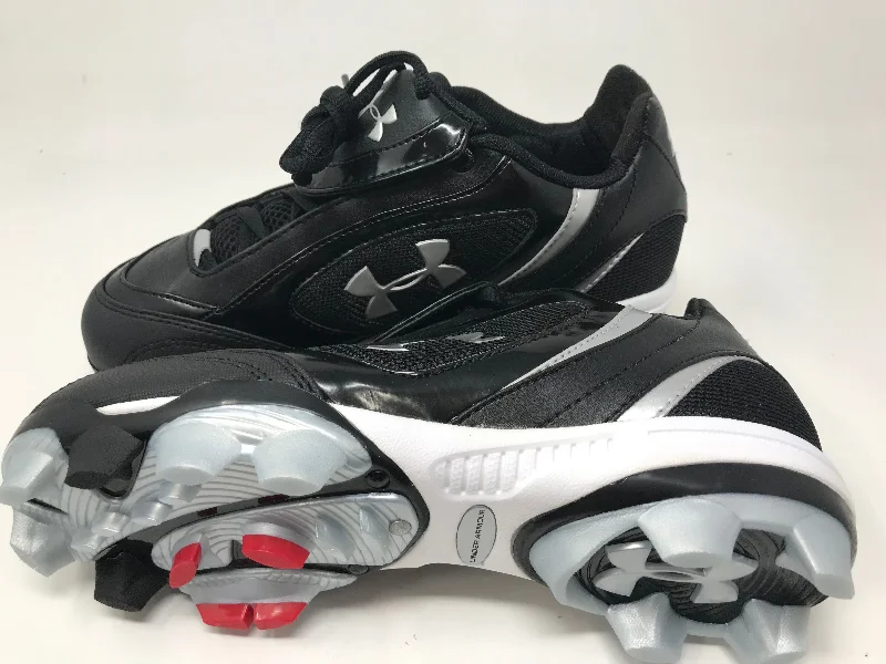 Tennis shoes with excellent cushioning-New Under Armour Women's Glyde Softball Size 9 Black/Silver Moldedl Cleats