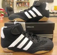 Tennis shoes with great comfort for extended play-New Adidas Mat Hog Wrestling Shoes 116378 Men's 7.5 BlackWhite