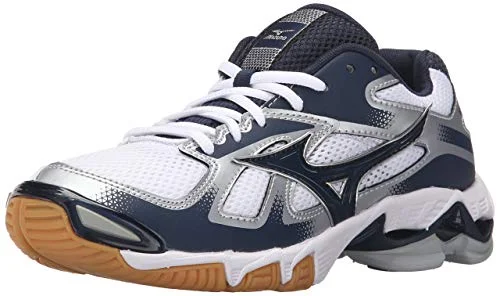 Tennis shoes with flexible cushioning for comfort-New Mizuno Women's 8 Wave Bolt 5 Volleyball-Shoes White/Black/Silver