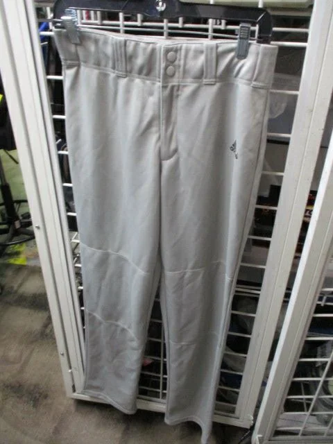 Easy-to-clean baseball pants material-Used Adidas Grey Open Bottom Pants Adult Size Small