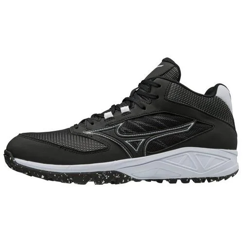 Tennis shoes for comfortable fit with padded insoles-New Mizuno Men's 12.5 Dominant All Surface Mid Turf Athletic Shoe Black/White