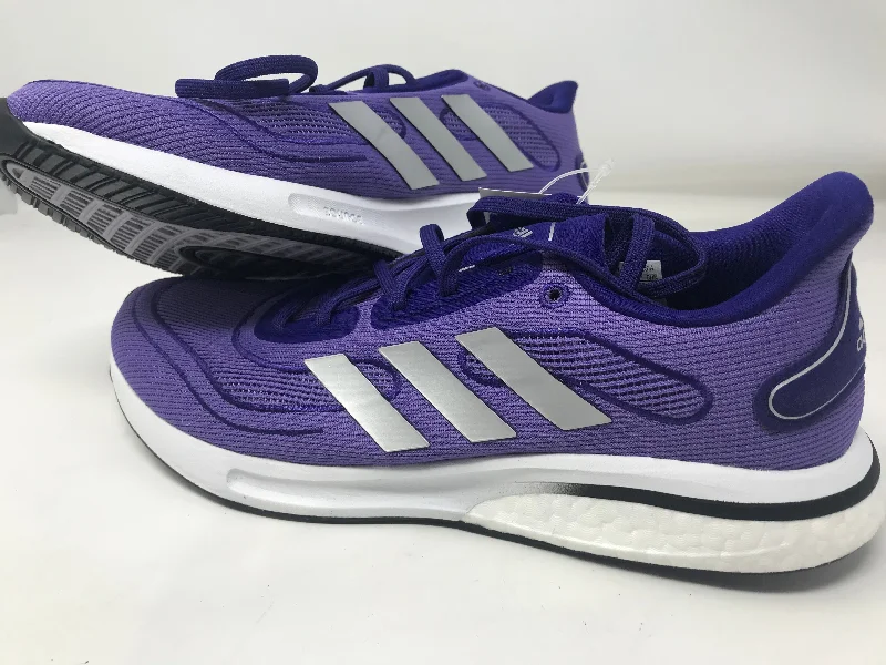 Best tennis shoes for cross-court performance-New Adidas Supernova Mens Casual Running Shoes  Size 8 Purple/Silver/White