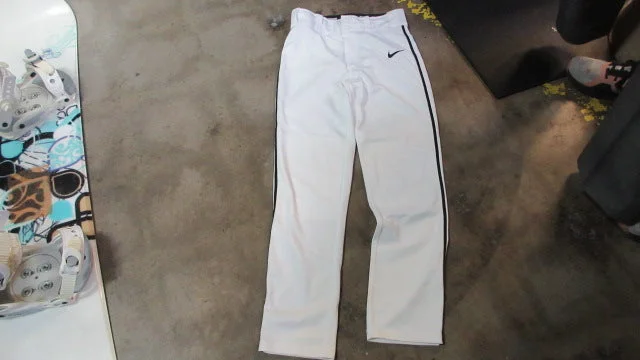 Athletic baseball pants for active play-Used Nike Open Bottom Baseball Pants White w/ Black Piping Youth Large