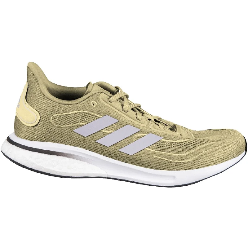 Tennis shoes for reducing foot fatigue during play-New Adidas Supernova Mens Casual Running Shoes  Size 10 Gold/Silver/White