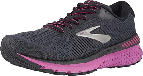 Tennis shoes with breathable mesh uppers-New Brooks Adrenaline GTS 20 Athletic Shoe Ebony/Fuchsia