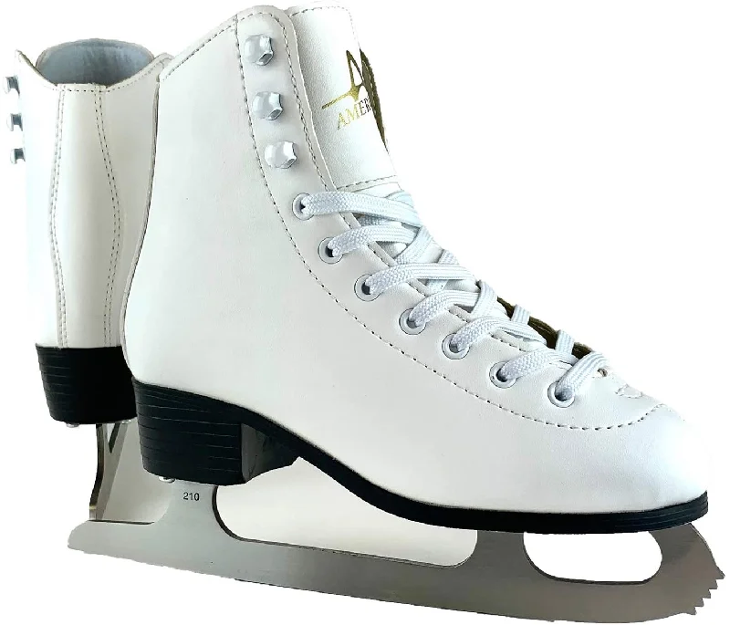 Tennis shoes for quick cuts and lateral movements-New American Athletic Shoe Girl's 1 American Leather Lined Figure Skates White