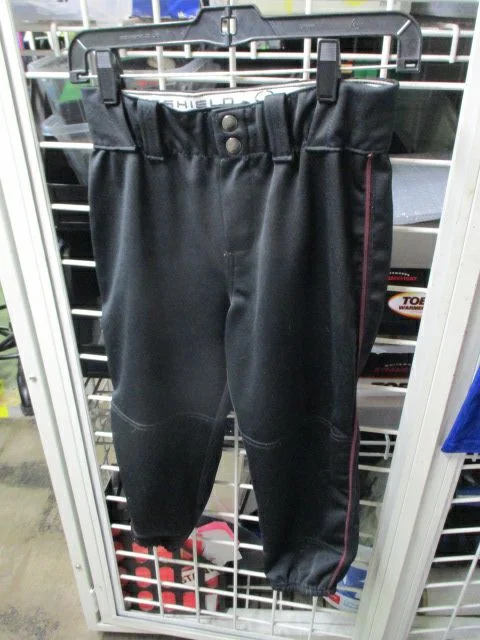 Baseball pants with cuffed hems-Used Evoshield Black & Burgundy Elastic Bottom Pants Size Youth