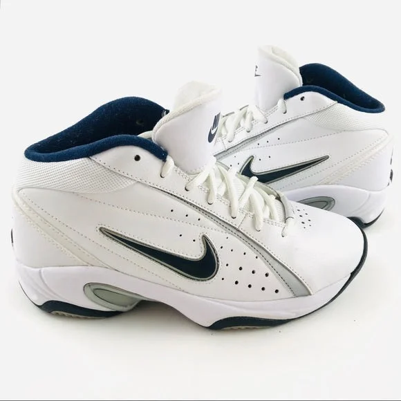 Best tennis shoes for jumping and quick starts-New Nike Classic Overplay IV Basketball Shoes Men's 7 White/Navy/Silver