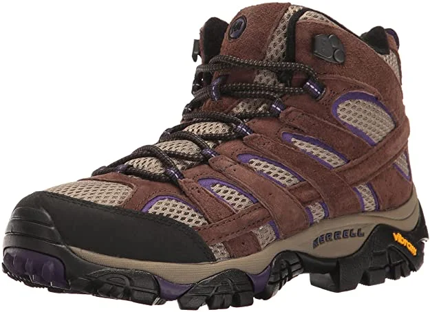 Tennis shoes for preventing blisters and discomfort-New Merrell Women's Moab 2 Vent Mid Hiking Boot 6.5 Brown/Purple