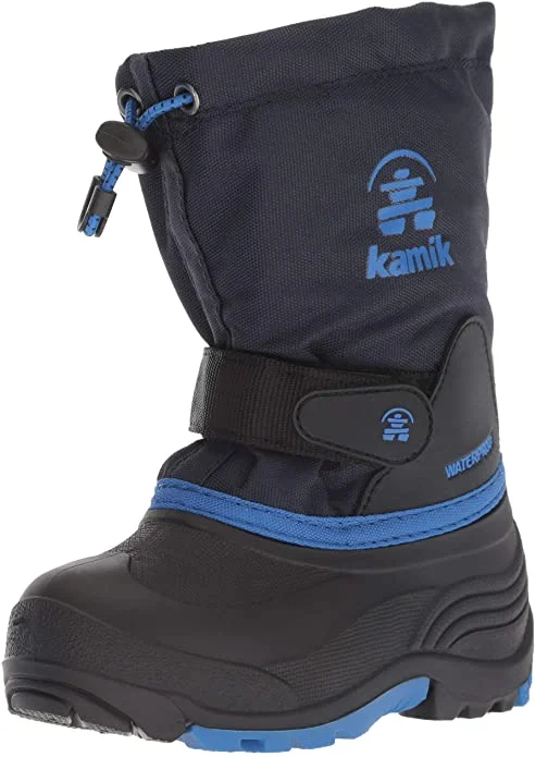 Best tennis shoes for aggressive players-New Kamik Kids' Waterbug5 Snow Boot Little Kids 2 Black/Blue