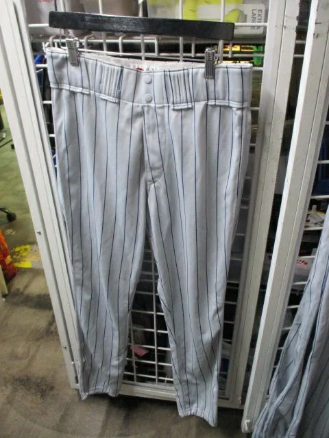 Universal fit baseball pants-Used Rawlings Blue Striped Grey Elastic Bottom Pants Adult Size 36 - 31