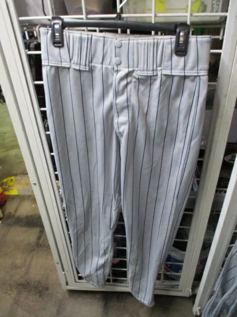 Practical baseball pants for sports-Used Rawlings Blue Striped Grey Elastic Bottom Pants Adult Size 32 - 29