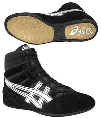 Tennis shoes for maximizing footwork efficiency-New Asics Bam Wrestling Shoes CL210 Youth Size 4.5 Black/White 9001 New in box!