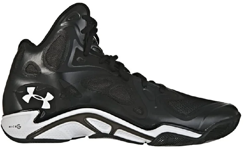 Tennis shoes with excellent support for net play-New Under Armour Men's 8 Black/White UA Micro G Anatomix Spawn Basketball Shoes