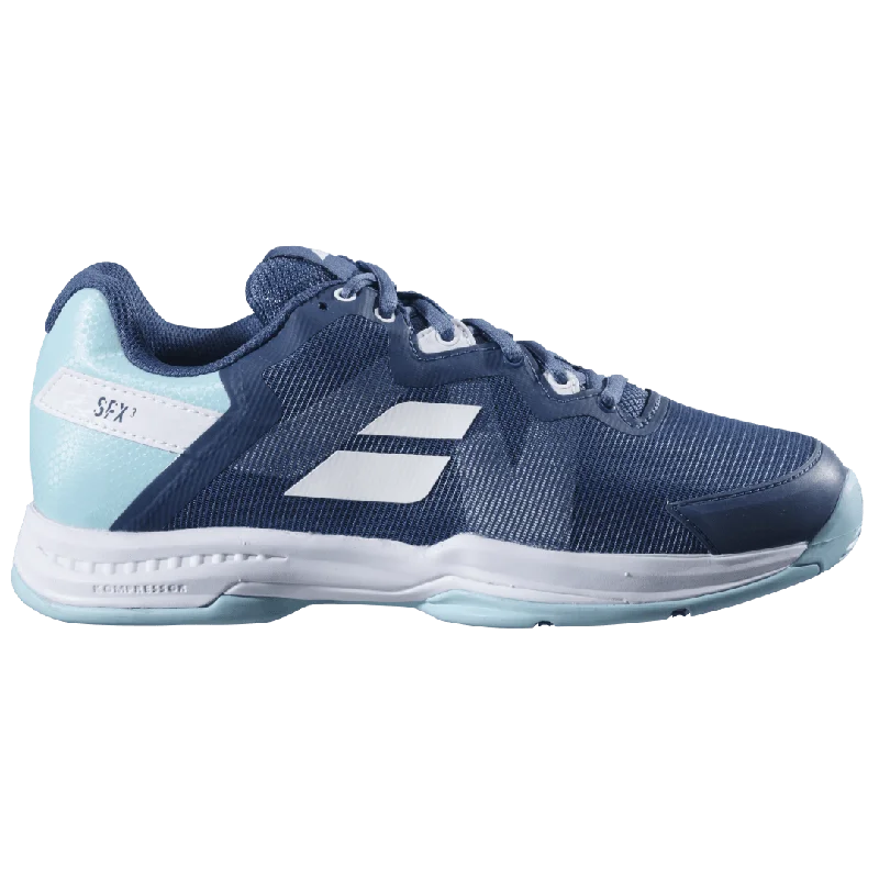 Tennis shoes with padded collar and tongue for comfort-Babolat Women's SFX 3 All Court (Deep Dive/Blue)