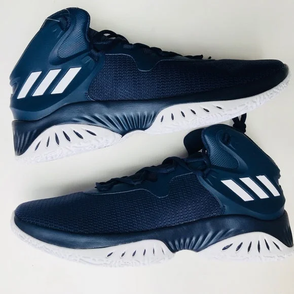 Affordable tennis shoes for beginners-New Adidas Men's Explosive Bounce Basketball Shoe Navy/White Men 5