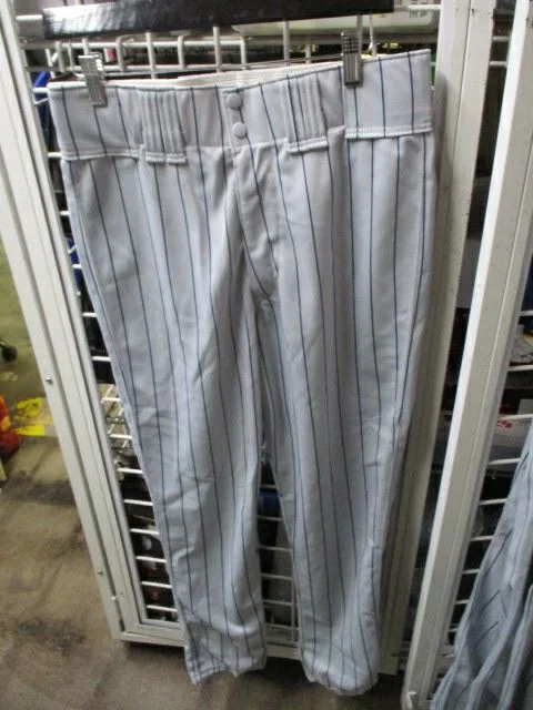 Baseball pants with tapered fit-Used Rawlings Blue Striped Grey Elastic Bottom Pants Adult Size 34 - 31