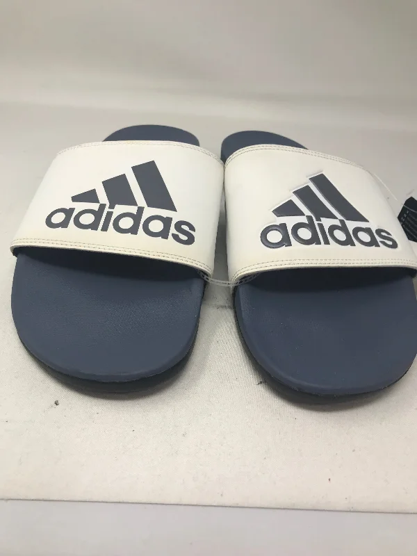 Tennis shoes with the best energy return for speed-New adidas Men's Adilette Comfort Slide Sandals Size 13 White/Gray