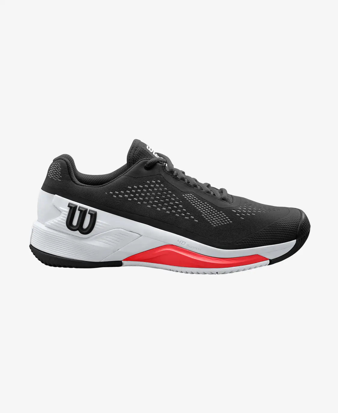 Tennis shoes with reinforced toe for added durability-Wilson Men's Rush Pro 4.0 (Black/White/Red)