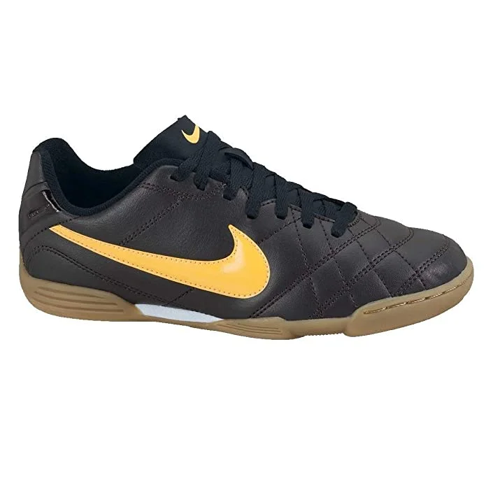 Tennis shoes with the best heel-to-toe cushioning balance-New Nike Junior Tiempo Rio IC Youth Size 5.5 Indoor Soccer Shoe Black/Orange