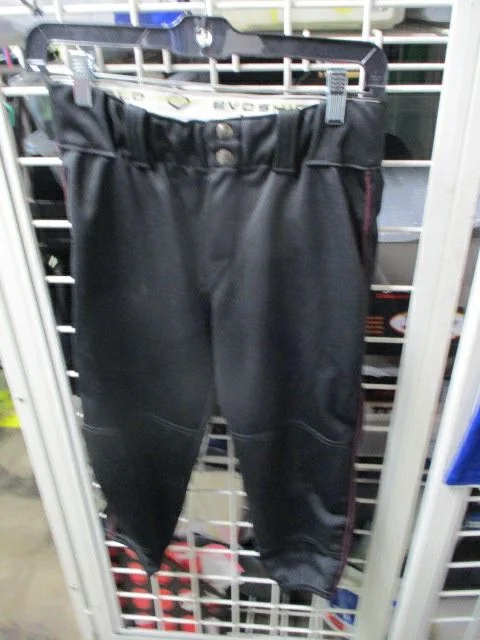 Baseball pants with functional fabric-Used Evoshield Black & Burgundy Piping Elastic Bottom Pants Size Youth