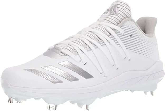 Tennis shoes for protecting against sprains and injuries-New Adidas Men's Afterburner 6 Sneaker Metal Baseball Cleat Wht/Slvr Sz 7.5